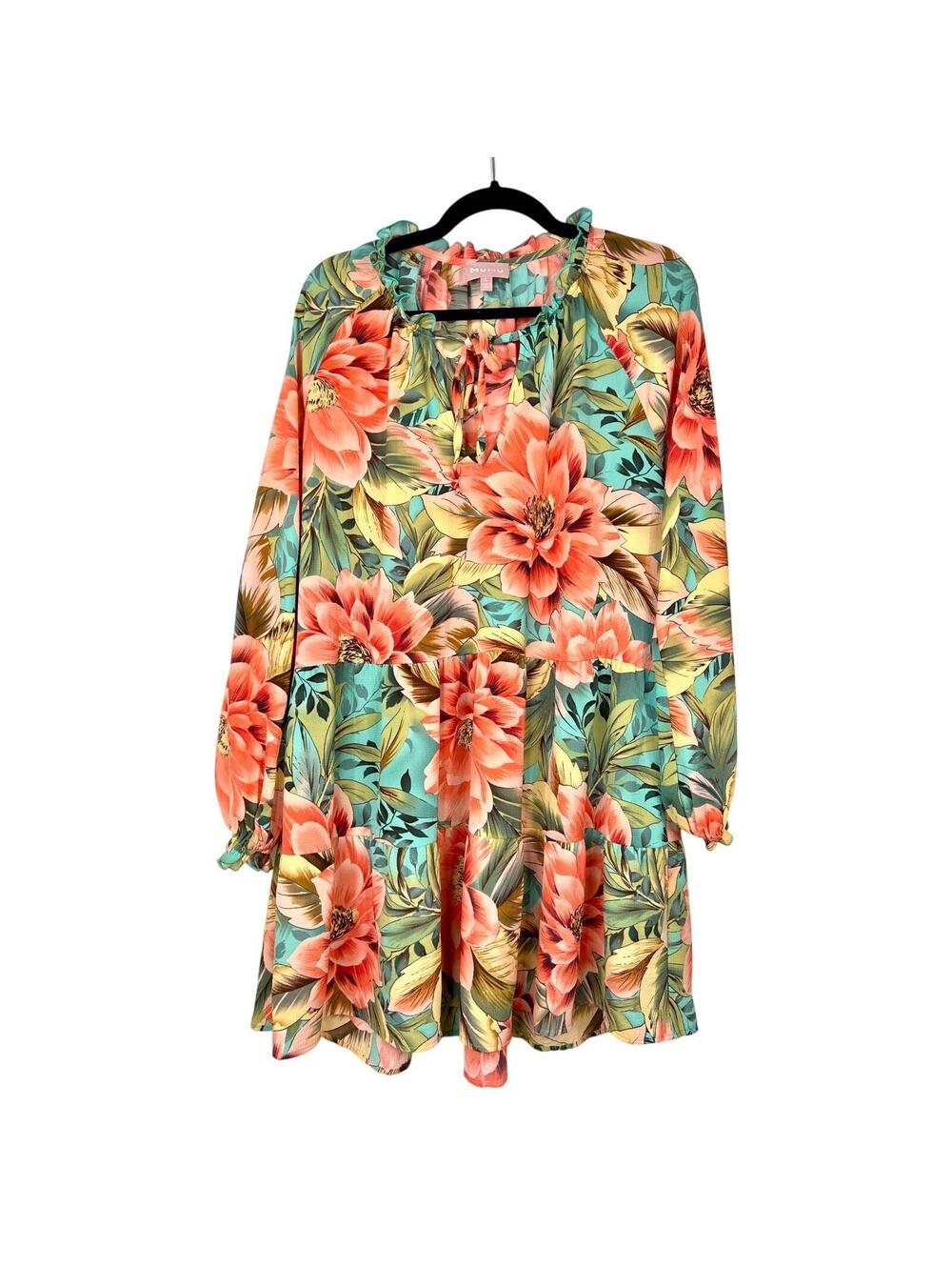 Show Me Your Mumu Size Large Birdie Mini Floral Dress Pink, Orange, Green NWOT